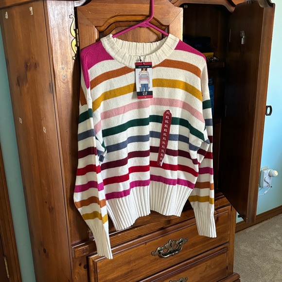 GAP Sweaters - GAP Multicolor Striped Crew Neck Sweater